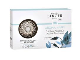 Maison Berger Paris Aroma Happy Chrome Set ( Svěžest vody ) - Dárková sada difuzér do auta + náplň Automobilio kvapas