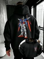 Gundam Men's Hoodie High Quality Warm Autumn Winter Pullover Loose Street Style Casual Long Sleeve Sweatshirt M gray