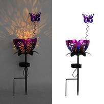 Solar Purple Butterfly Glass Ball Stake Lights, LED Garden Ground Plug Lights, Waterproof Lawn Landscape Lamp for Festival Decor & Gift 1pc black