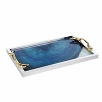 Low-Profile Tray with Raised Rim | Elegant, Stainless Steel Glass 42x27cm sidabras
