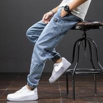 Pavasaris Vasara Juodi Mėlyni Cargo Džinsai Vyrams Gatvės Stilius Džinsiniai Jogger Kelnės Vyrams Laisvos Harem Džinsinės Kelnės Didelio Dydžio M gray