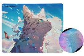 Hotline Games Flowing Light Gaming Color Low Cat Design x 400mm x Mousepad, Ice, Fiberglass, Waterproof, Friction, Ultra-Fast Sliding, [450mm 3mm] gray
