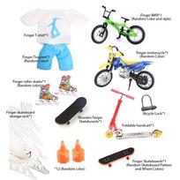 Fingerboard Park Combo with Corner Roll-in Ramp and Stair Finger Skateboard Park Kit with Bike Finger Skatepark Training Toys white