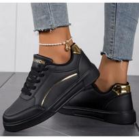 Womens Casual Lightweight Sneakers Lace Up Low Top White Fashion Comfort Walking Shoes 36 black