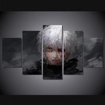 Be rėmelių 5 vienetai Anime Tokijo vaiduoklis Kenas Kaneki sieninis menas Drobė Plakatai Paveikslėliai Paveikslai Namų dekoras vaikams Kambarių dekoravimas 20x35cm*2  20x45cm*2  20x55cm*1 gray