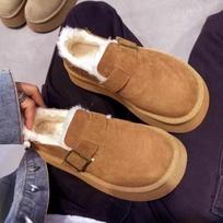 Winter velvet thickened thick-soled snow boots low-top shallow mouth new short tube warm and non-slip cotton shoes 40 brown