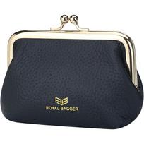 Royal Bagger Kiss Lock RFID Card Holder & Coin Purse for Women – Genuine Cow Leather Mini Wallet with Key Chain, Small Fashion Storage Bag 4243 juoda