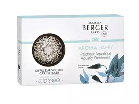 Maison Berger Paris Aroma Happy Chrome Set ( Svěžest vody ) - Dárková sada difuzér do auta + náplň