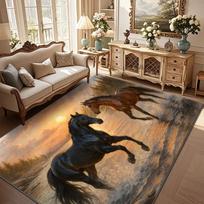 Dama Patterned Ultra Soft Carpet Is Suitable for Decorating Living Rooms Bedrooms Dining Rooms, and Machine Horse Themed Carpets 50x80cm brown