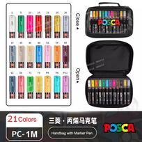 Posca Acrylic Markers Uni PC-1M/3M/5M All Range Colors Set, Reversible Tips Multi-surface Waterbase Lightfast Quality Stationery