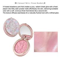 Flower Knows Knight Unicorn Satin Blush Silky Powder Melts Into Skin Long Lasting High Pigment Shimmer Natural Flushed Makeup white