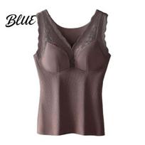 Built-in Chest Pads Vest Winter Women Thermal with Seamless Lace Fast Temperature Lock No Steel Rings V Neck Slim Fit Elastic Sleeveless Inner XXXL ruda