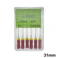 6Pcs/Pack Azdent Dental Hand Use K-Files 21/25Mm/31Mm Stainless Steel Endodontic Root Canal Files Dentist Tools Dental Files L