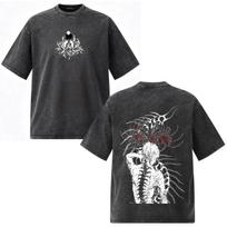 Japanese Anime Tokyo Ghoul Kaneki Ken Graphic Vintage Washed T Shirt Men's Women Clothing Casual Oversized Short Sleeve T-shirts L gray