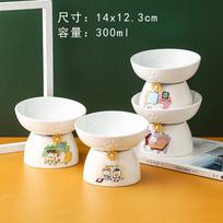 Multi-use Ceramic Cat Bowl Cute Anti Tipping Pet High Foot Bowl Slanted Mouth Non-slip Pet Drinking Feeder Kitten Puppy
