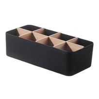Desktop Storage Box Compartment Bamboo Toothbrush Razor Makeup Brush Holder Bedroom Desk Organizer Storage Basket Holder beige