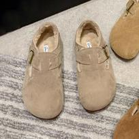 Fashion Winter Antiskid Loafers Cork Clogs Men Mules Adjustable Buckle Slippers Bebealy Classic Cork Slippers Soft Soled Women's Suede 38 gray