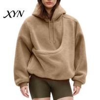Women Fleece Sweatshirt Pet Sling Hoodie, Oversized Hooded with Kangaroo Pouch Pouch, Dog Cat Pullover Top Casual Warm M chaki