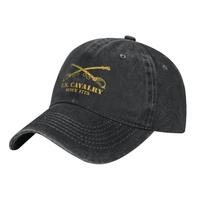 Us Cavalry Army Branch Crossed Sabers Military Cap Unisex Women Adjustable Trucker Hat Casual Headewear Adjustable gray