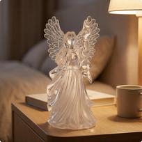 Angel Figurine Acrylic Decor Clear for Bedside Table, Holiday Display black