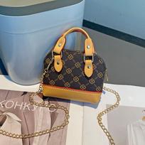 Printed Ins Tote Crossbody Mini Chain Bag with High-End Feel, Louis Le Fashion Old Pattern, Children's Coin Purse black