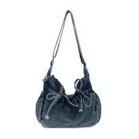 2026 Lightweight Trendy Denim Pleated Tote - Large Capacity Crossbody & Shoulder Bag gray