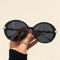 Xiaomi Oversized Round Sunglasses for Women, Retro Large Frame UV400 Protection Shades juoda