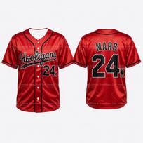 2026 Bruno Mars 24K Hooligans Baseball Jersey Men Women Unisex Short Sleeve Hip Hop Streetwear Tops for Fans Family Matching XXS red