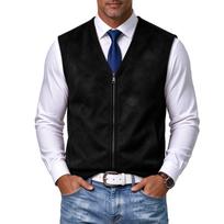 Men's Vest V Neck Zip Up Sleeveless for Casual and Everyday Wear XL black