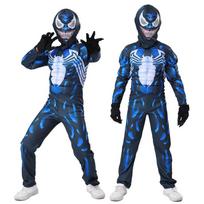 Vaikų Venom raumenų kostiumų rinkinys su kauke ir pirštinėmis Anti-hero Lycra 5-6 Metai 130cm Mėlynas/Baltas L black