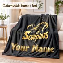 Custom Text Flannel Blanket Scorpions Print Warm Cozy Blanket Home Sofa Bedding 80cmx120cm