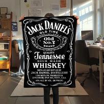 JACK DANIELS whisky printing Flannel Blanket Bedroom Sofa Camping Warm blanket Gifts for family and friends-MJ001 80cm x 120cm white