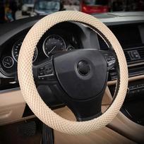 Braid On Steering Wheel Car Steering Wheel Cover With Needles and Mesh fabric Diameter 36-38cm Auto Car Accessories smėlis