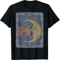 MTV Crescent Moon Tarot Card Graphic Tee - Size Small XL gray