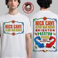 Nick Cave And The Bad Seeds Brighton Preston Park 2026 Exclusive Merch Tee On 31 July 2026 White Two Sided T-Shirt 2XL brown