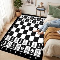 Chess Game Living Room Nonslip Area Rug Soft Carpet For Bedroom Game Playroom Sofa Office Home Decor Doormat Christmas Gift C9301835 40cmx60cm black