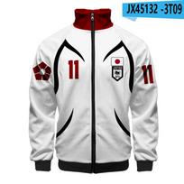 BLUE LOCK Anime Stand Collar Zip Sweatshirt Loose Fit Youth Casual Wear Men Women XS gray