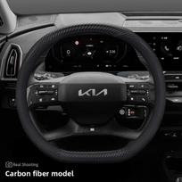 Leather Car Steering Wheel Cover for New KIA EV9 K4 EV5 Stonic Seltos 2026 Interior Styling Parts KIA Telluride 2027 Accessories anglies pluošto juodos spalvos