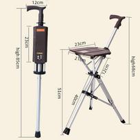 120kg Foldable Walking Cane with Seat Portable Walking Stick Weight Capacity Suitable for Outdoor Hiking Camping gray