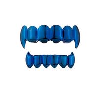 Anti Slip Teeth Grillz Top Bottom Set Glossy Finish Teeth Jewelry Fashion Teeth Grillz Caps  Party Style 2 6 Teeth blue