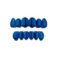 Anti Slip Teeth Grillz Top Bottom Set Glossy Finish Teeth Jewelry Fashion Teeth Grillz Caps  Party Style 1 6 Teeth blue