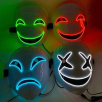 LED Halloween Clown Mask Glowing Sad Smile White Green Blue Red Party Costume as pic