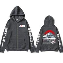 Anime Initial D Drift AE86 Takumi Fujiwara Tofu Shop JDM Car Zipper Hoodies Men Fashion Casual Zip Up Sweatshirts Jackets Coat 2XL black