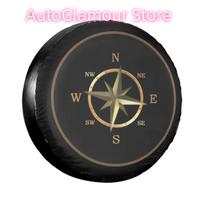 Compass Logo Spare Tire Cover for Jeep Pajero Custom Nautical Camper Waterproof Dust-Proof Car Wheel Covers 14  15  16  17  Inch 15inch