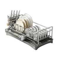 Stainless Steel Dish Drying Rack, Kitchen Countertop Dish Drainer Basket, Tableware Organizer for Bowls, Plates, Chopsticks and Cutlery 52cm