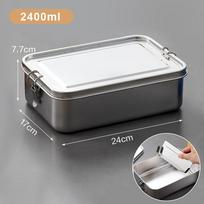 304 nerūdijančio plieno pietų dėžutė Bento dėžutė Metalinė maisto laikymo talpykla su užfiksuojamu užsegimu Tinka darbui ir mokyklai 2400ML