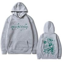 Anime JoJo's Bizarre Adventure Stone Ocean Kujo Jolyne Graphic Hoodie Men Women Casual Vintage Oversized Sweatshirts Pullovers S pilka
