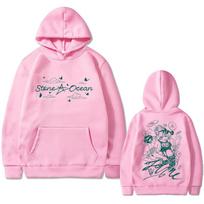 Anime JoJo's Bizarre Adventure Stone Ocean Kujo Jolyne Graphic Hoodie Men Women Casual Vintage Oversized Sweatshirts Pullovers M rožinė