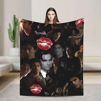 The Vampire Diaries Damon Salvatore  TV Series Blanket  Travel Flannel Throw Blanket For Outdoor Warm Soft Bedspread Gift 75X95CM