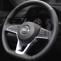 Black Artificial leather Car Steering Wheel Cover For Nissan Leaf 2018 Rogue (Sport) 2017-2019 X-Trail 2017-2019 Qashqai 2018 Gray Thread
